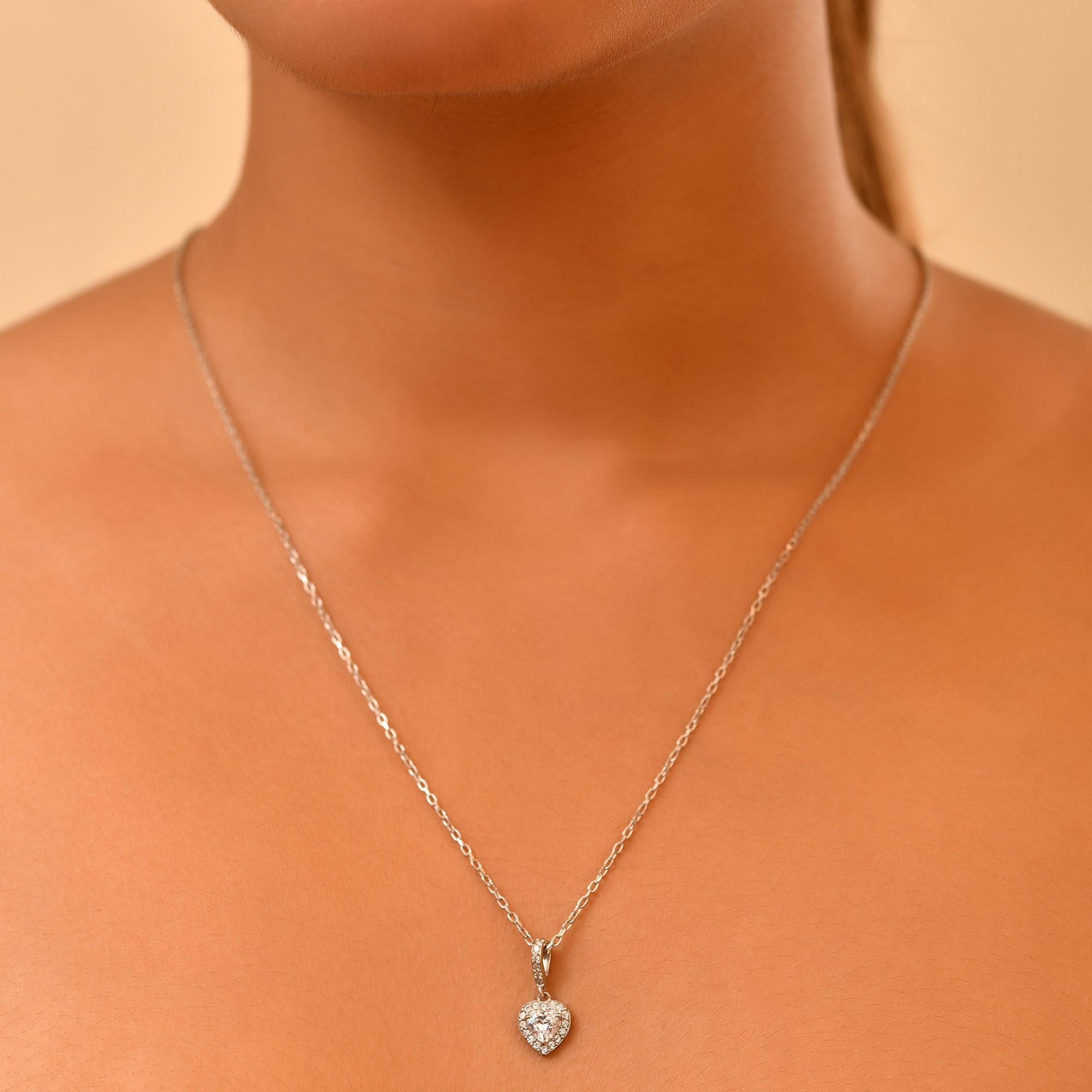 Shimona Heart Sterling Silver Chain Pendant Set